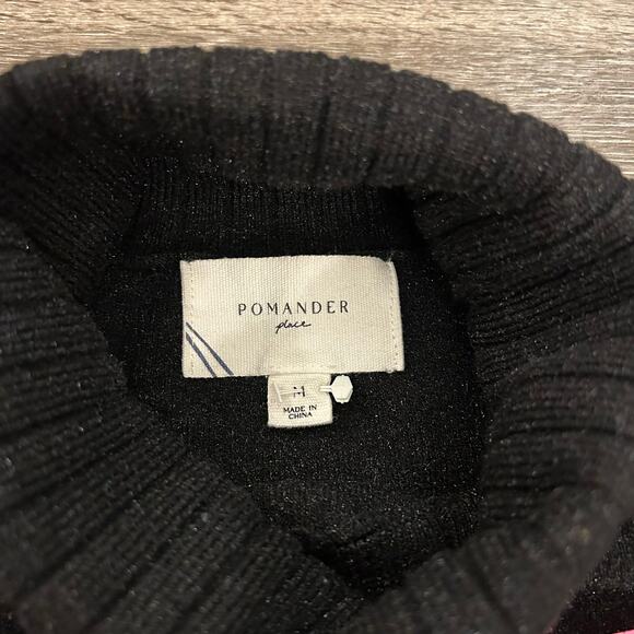 NWOT Pomander Place Noir Vivianne Sweater Dress Black Shimmer Turtleneck Cozy - Picture 8 of 16